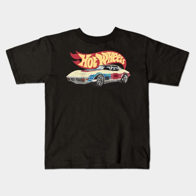 Retro Corvette Classic Car Kids T-Shirt by rorokoto